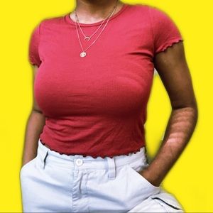 Light Burgundy Lettuce Hemmed Top